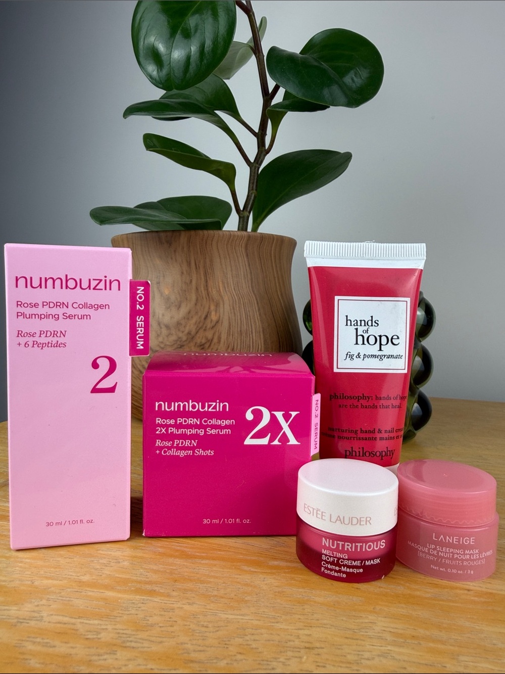 Numbuzin No.2 Rose PDRN Set + Laneige Lip Mask & Estée Lauder Bundle Glow Kit